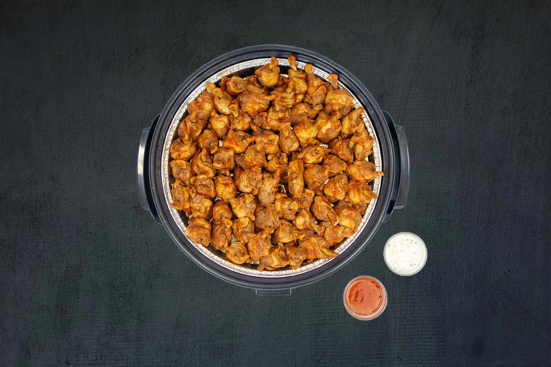 Partypan met kip-flintstone boutjes